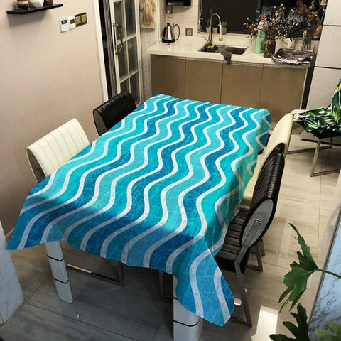 Nappe Éventails, turquoise-gris ou bleu-jaune, ronde Ø160 cm, 100